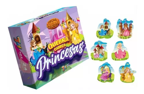 Jogo Quebra-Cabeça Princesas em Madeira 30 Peças +4 Anos Infantil