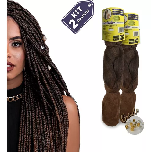 Jumbo Para Tranças Box Braids Ser Mulher Pacote 399 g Cores Ombré