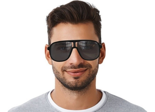 Lentes Sol Carrera 1047s Iconic Pilot Polarized Retro 62mm Lente Gris Oscuro Varilla Negro Armazón Shiny Black/dark Grey 807/m9 Polarized