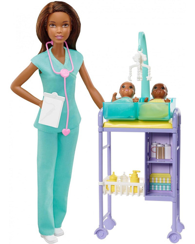 Set De Juguete Barbie Pediatra Con Muñeca Morena, 2
