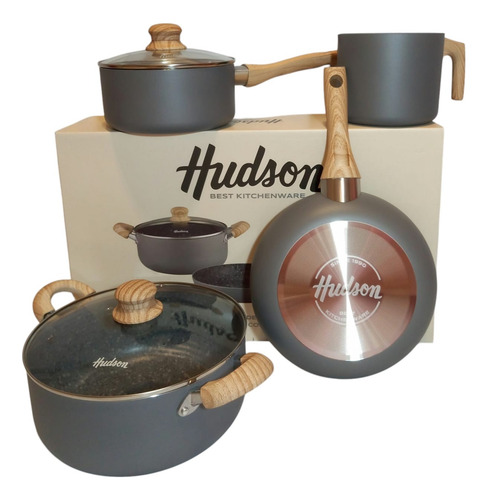 Batería Hudson Granito Cerámica Antiadherente 6 Piezas Ollas