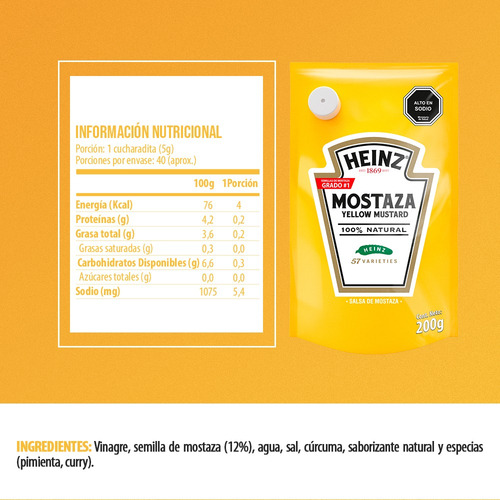 Imagen 4 de 4 de Mostaza Heinz Doypack 200g