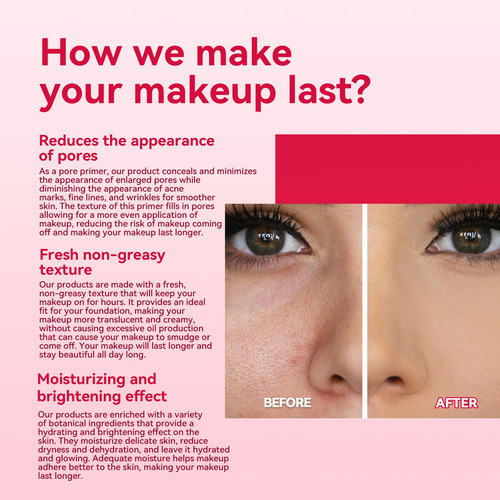 Crema Facial Base Para Poros, Poros Cerrados, Aplanada, Fáci