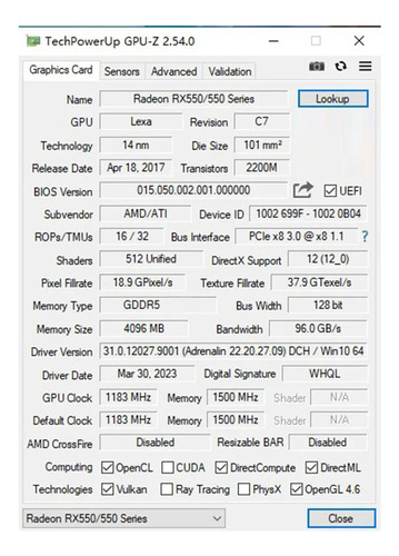 Rx550 4 Gb Gpu Gddr5 14 Nm Para Juegos De Pc De Escritorio V