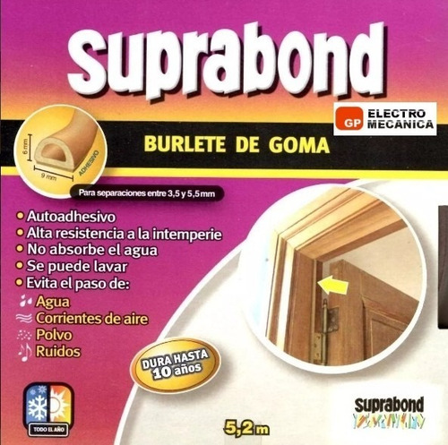 Imagen 3 de 8 de Burlete De Goma Perfil D Suprabond Madera 5.2 Metros