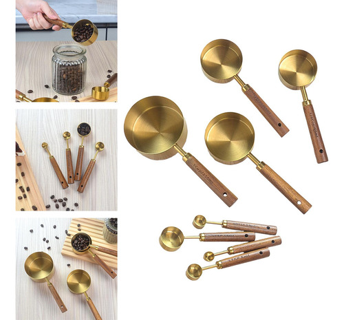 Juego De 8 Tazas Medidoras Y Cucharas, Apilables Para