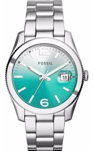 Reloj Fossil Es3779 Para Mujer Fechador Acero Inoxidable Color de la malla Plateado Color del bisel Plateado Color del fondo Celeste