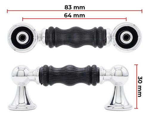2 Uni Puxadores Para Gaveta Armario Penteadeira Antigos 64mm