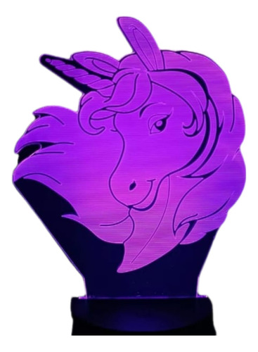 Lámpara Led Ilusión 3d Cabeza Unicornio De 7 Colores