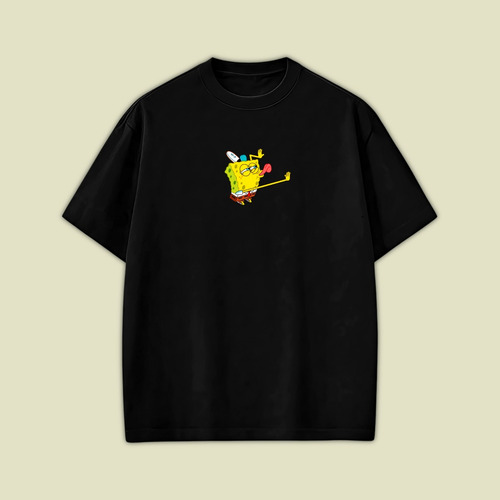 Playera Bob Esponja Oversize Bordada Gary Patricio Premium