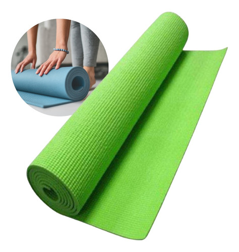 Tapete Para Yoga Y Pilates Pvc Antideslizante 173x61cm Color Verde