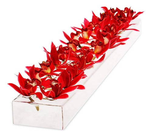 Vaso De Flor Retângulo Acrílico 50cm X 10cm X 6,5cm