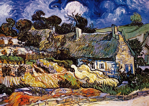 Moruska Thatched Cottages Em Cordeville Por Vincent Van Gog