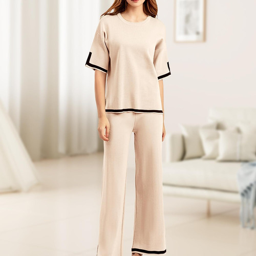 Conjuntos De Suéter For Mujer, Conjuntos De 2 Piezas De Verano For Mujer, Conjunto De Camiseta Y Pantalones Informales De Cintura Alta For Mujer, De