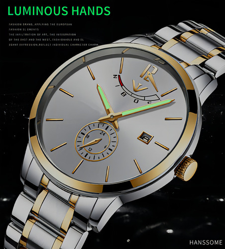 Nibosi Reloj De Cuarzo Con Calendario Impermeable Para Hombr Color Del Fondo Gold/blue