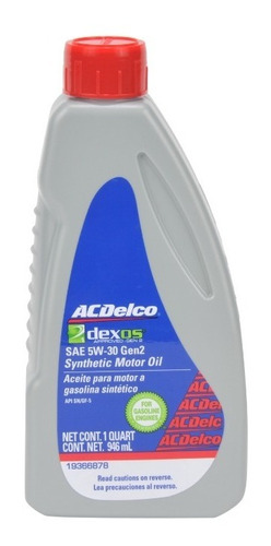 Aceite Acdelco 5w30 Sintetico Dexos Gen 2 (946 Ml)
