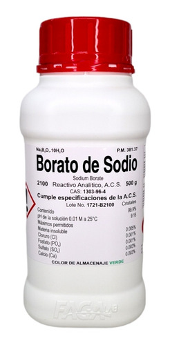 Borato De Sodio (borax) R. A. 500 G Fagalab 