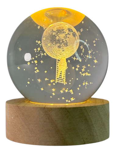 Esfera Cristal 3d Lampara De Noche Led Luna Con Astronauta