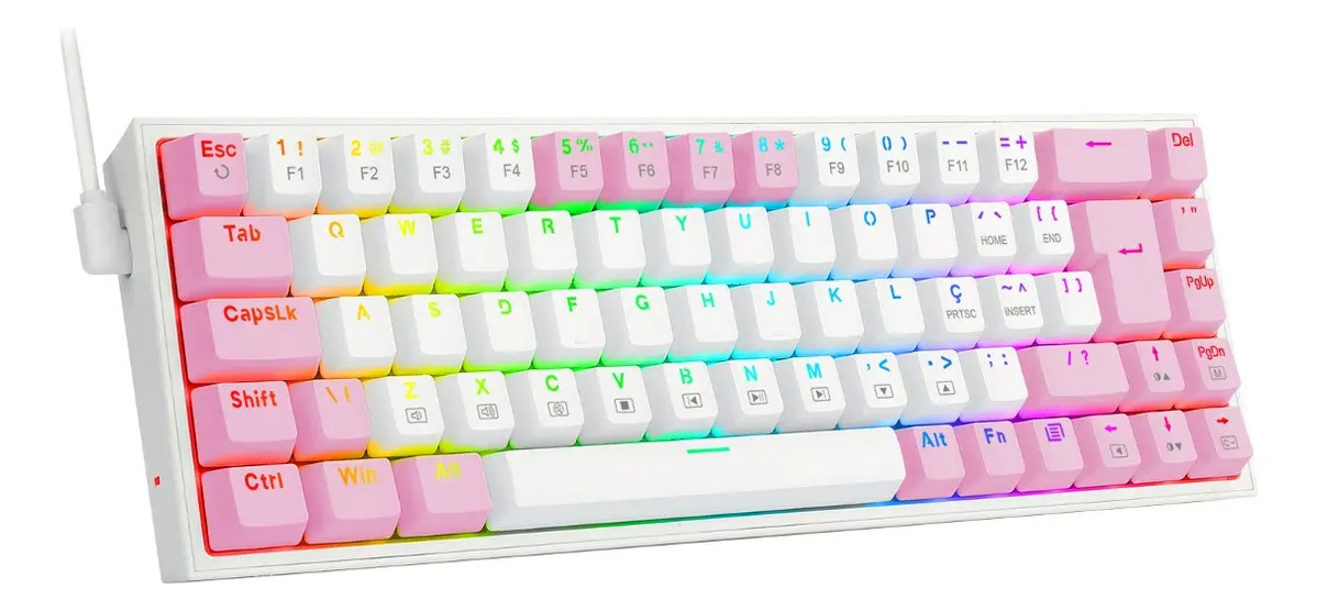 Teclado Gamer Mecânico K631WP Castor Rgb Switch Brown ABNT2 Redragon
