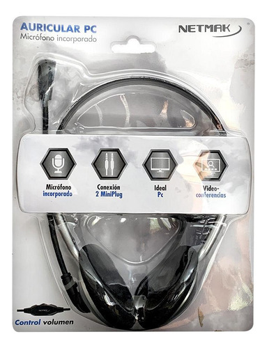 Auriculares Notebook Pc Netmak Con Microfono Zoom Skype Meet