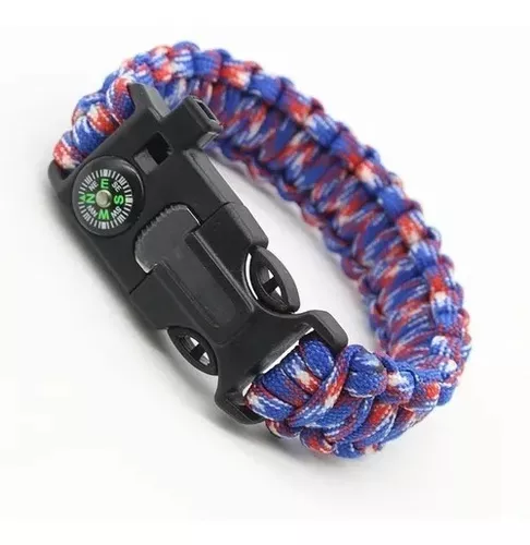 Pulsera Tactica Supervivencia Pedernal Paracord Brujula 5en1