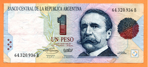 Billete 1 Peso Convertible, Bottero 3006, Año 1993 Usado Mb