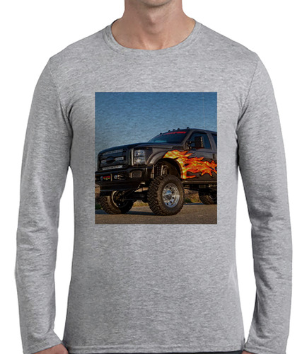 Remera Hombre Ml Camion Todo Terreno Con Llamas Tunning