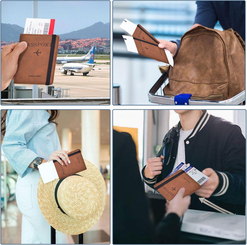 2 Porta Pasaporte Documentos Funda Protectora Viaje Con Rfid