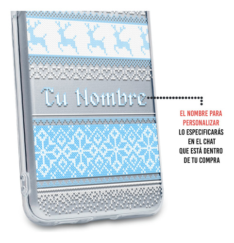 Funda Para Motorola Ugly Sweater Azul Navideño Con Tu Nombre