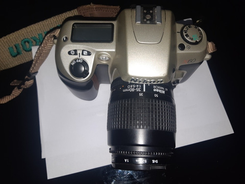 Máq Fotograf Analógica Nikon N60 + Objetiva + Flash Vivitar