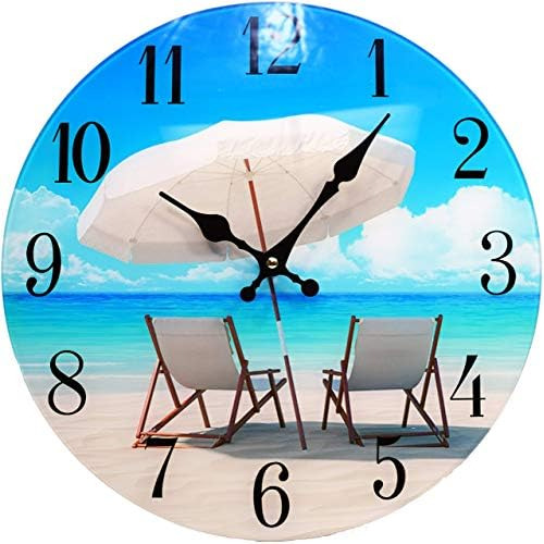Reloj De Pared De Cristal Silla De Playa New-13-x-13-ho...