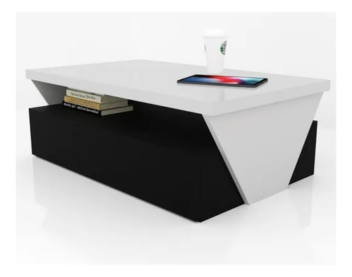 Mesa Moderna De Centro 90x45x40cm Para Sala O Estancia Blanco