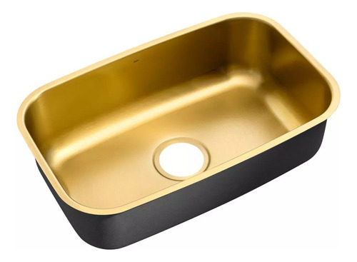 Cuba De Cozinha Inox Retangular 59x37 Cm Miura Dourada Fosca