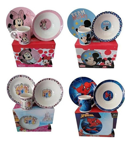 Set 3pcs Desayuno Loza Pato Bowl Tazon Disney Comida Niños