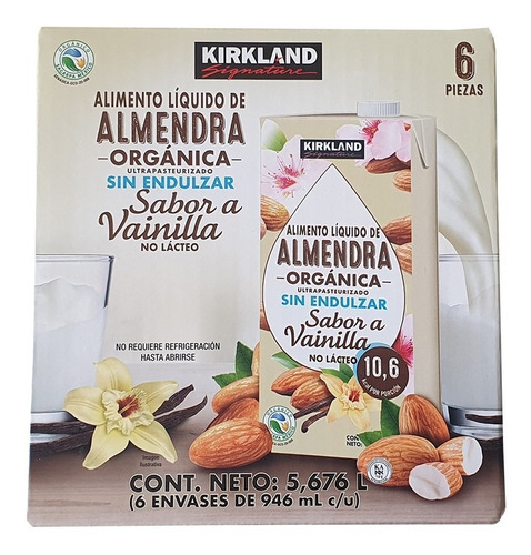 Bebida De Almendra Orgánica Kirkland Vainilla 6 De 946 Ml