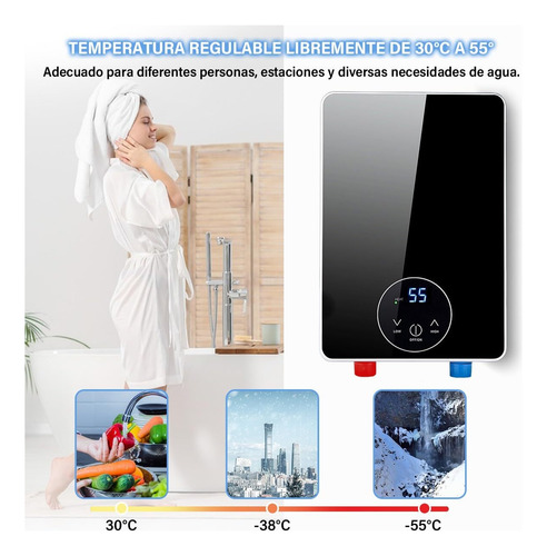 Calentador Agua Eléctrico Sin Tanque, Temperatura Ajustable