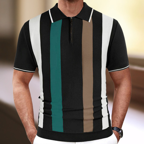 Camisa De Lana De Manga Corta Con Estampado Color Block 2024