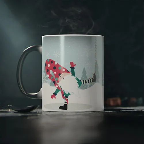 Taza Mágica Café Regalo Navidad Christmas Gnomo Bailando