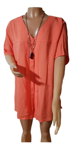 Blusa-camisa Voal Escote V,prendida Adelante, T. Xl Y Xxl