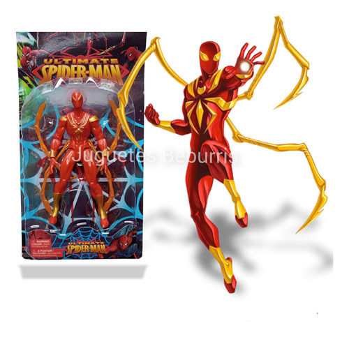 Muñeco Spiderman Ironspider Traje Clásico. Articulado, 18 Cm