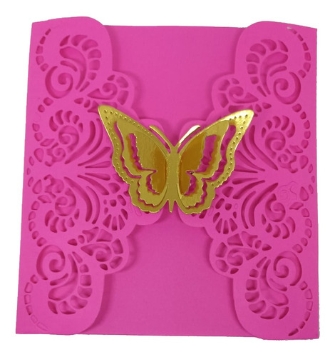 Invitación Calada Colores Vibrantes Con Mariposa 30 Piezas