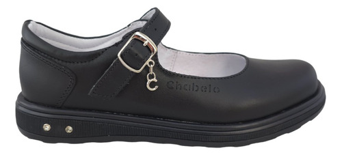 Zapato Escolar Niñas Hebilla Chabelo C584-a Piel Negro 15-26