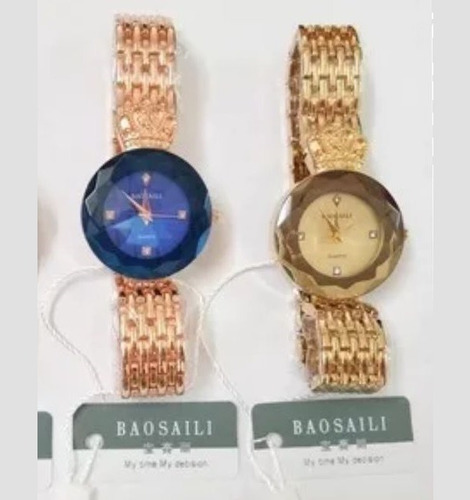 Relógio Feminino Luxo Strass Baosaili Banhado Coroa De Ouro