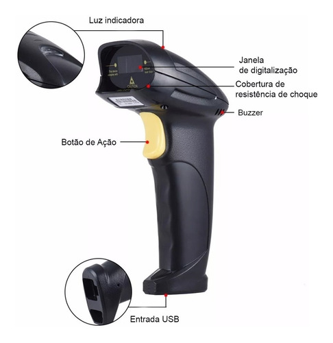Imagem 7 de 7 de Leitor Código De Barras Com Fio Bar Code Scanner X-9300