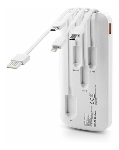 Imagen 2 de 4 de Powerbank Vidvie Pb758 10000 Mah Con Cables De Cargas