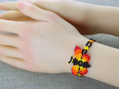 3 Pulseras Mariposa Mujer Chaquira Color Variados Diámetro 5 Cm Largo 17 Cm