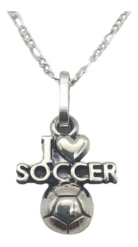 Dije I Love Soccer Plata Ley .925 Incluye Cadena Joyeria