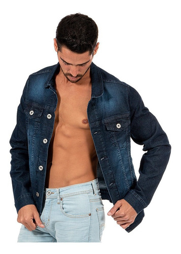 Imagen 3 de 6 de Chamarra De Mezclilla Hombre Stretch Azul Oscuro