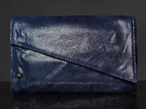 Sobre De Cuero De Mano Adoratta Donna Azul Brillo