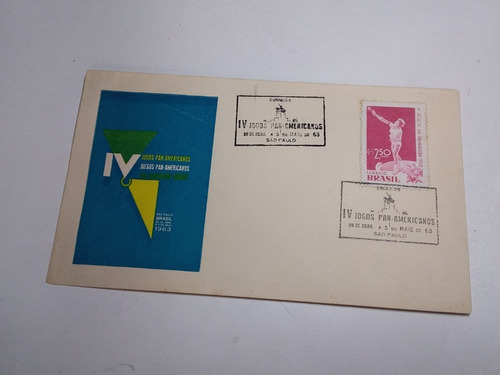 Brasil Envelope Postal Com Selo Jogos Pan Americanos 1963